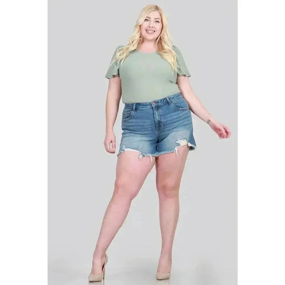 -HIGH RISE DISTRESSED SHORTS - Picture 5 of 10